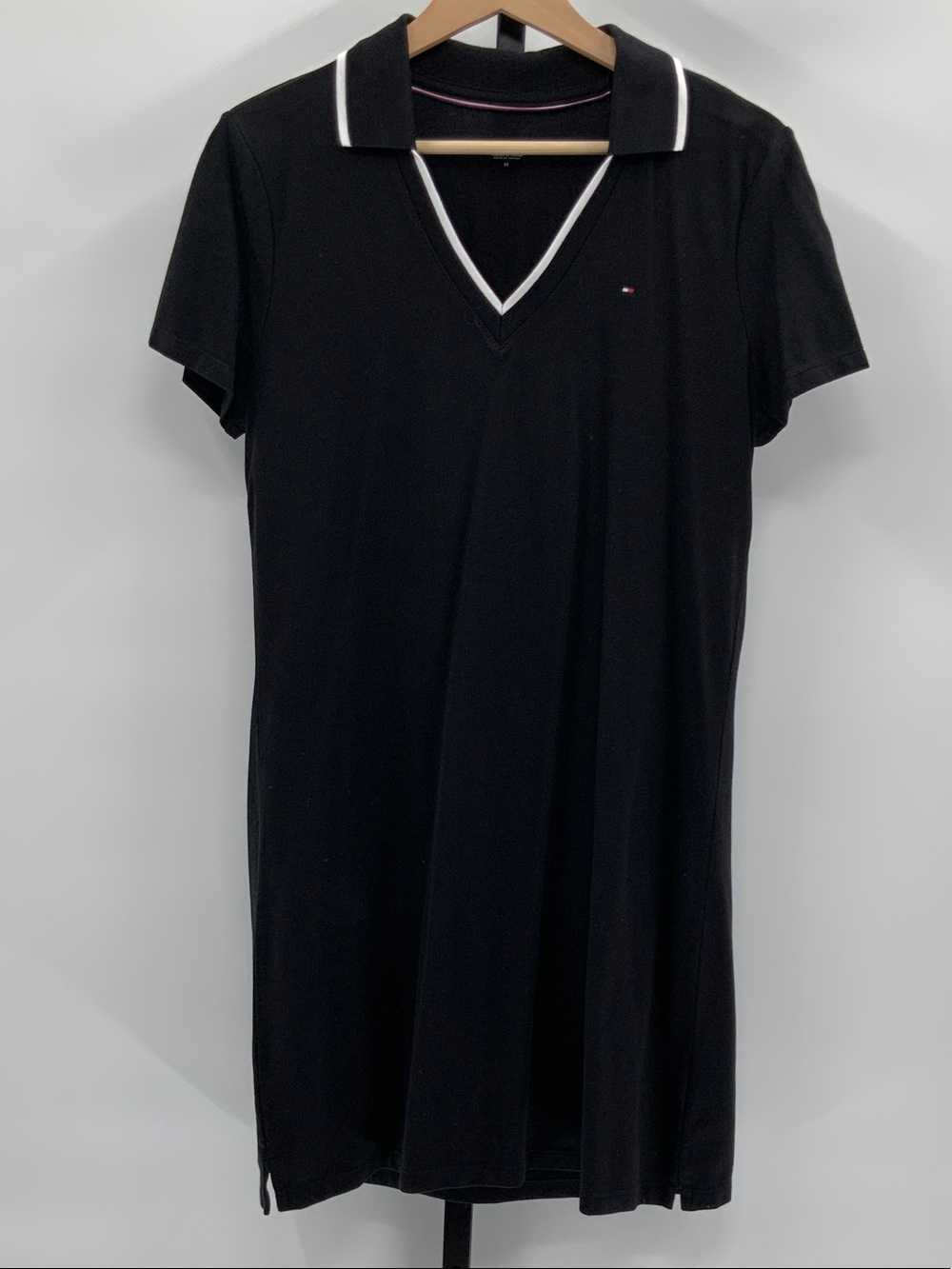 Tommy Hilfiger Black Polo Mini Dress with White Trim